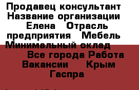 Продавец-консультант › Название организации ­ Елена › Отрасль предприятия ­ Мебель › Минимальный оклад ­ 20 000 - Все города Работа » Вакансии   . Крым,Гаспра